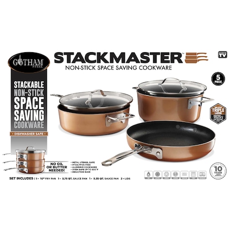 Gotham Steel Gotham Steel Stackmaster Aluminum Fry Pan Set Copper 2909